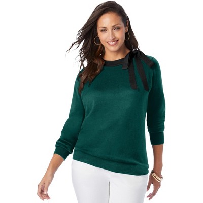 Jessica London Women's Plus Size Tie-Neck Sweater