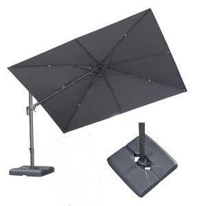 PURPLE LEAF Cantilever Patio Umbrella Outdoor Offset Umbrella with 3 Years Fade Resistance Recycled Fabric With Base - 1 of 4