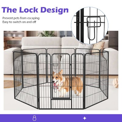Heavy Duty Black Metal Pet Playpen with Door
