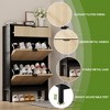 Fluted Shoe Cabinet with 3 Flip Doors & 1 Drawer, Slim Freestanding Organizer with Iron Legs, Hidden Shoe Storage for Hallway - 4 of 4
