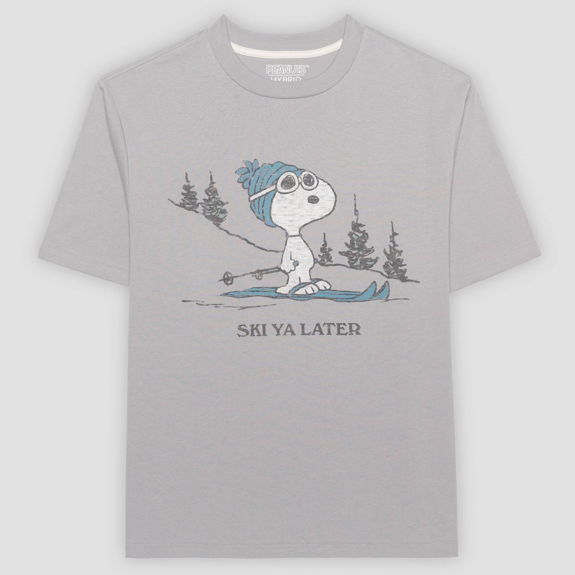 Men's Peanuts Snoopy Ski Ya Later Short Sleeve Graphic T-Shirt - Gray