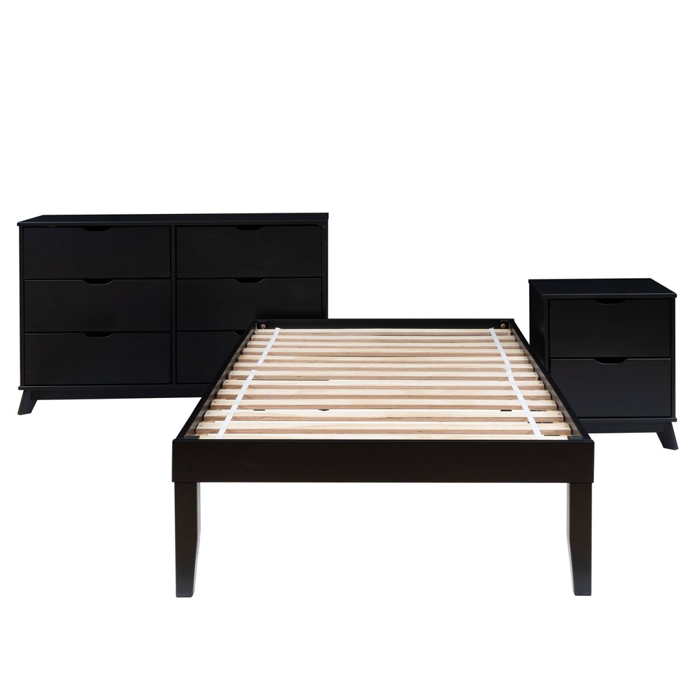 Powell Pensy Twin Platform Bed Dresser and Nightstand Black