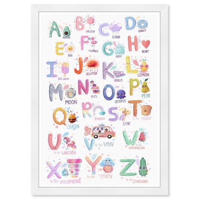 Wynwood Studio 15"x21" ABCs Cute Education and Office Framed Art Print : Modern Typography, Preschoolers, Digital Art, White Frame