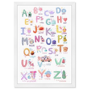Wynwood Studio 15"x21" ABCs Cute Education and Office Framed Art Print : Modern Typography, Preschoolers, Digital Art, White Frame - 1 of 4