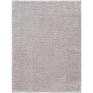 Hauteloom Faina Solid Light Gray Shag Washable Area Rug - 1 of 4