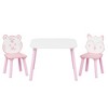 Vynxaria Kids Table and Chair Set - 3-Piece Wooden Activity Set with Animal Backrests (Pink & White) - 4 of 4