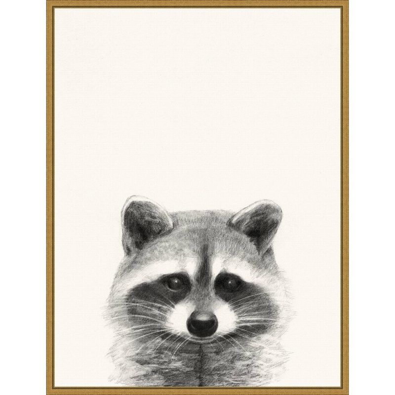 18&#34; x 24&#34; Animal Mug II Raccoon by Victoria Borges Framed Canvas Wall Art Gold - Amanti Art, 1 of 10