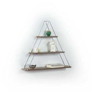 NicBex Rustic Metal Triangle/Geometric Floating Shelf Wall Mounted Corner Bracket Shelf for Books & Home Decor - 1 of 4