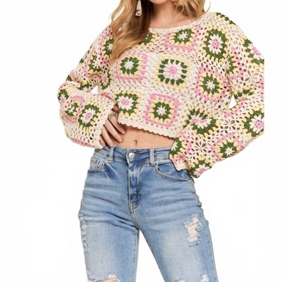 Women's Adora Multicolor Crochet Crop Top - Trendsi