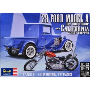 Level 5 Model Kit 1929 Ford Model A Hot Rod Pickup Truck and California Street Chopper Motorcycle 1/25 Scale Model by Revell - 1 of 4