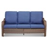 Buenhomino Outdoor Patio Couch Wicker Sofa - 3 Seater Rattan Sofa for Outside Patio Garden with Deep Seating and Olefin Cushions (Brown) - 3 of 4