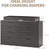 coucheta Changing Table Dresser with 8 Drawers, Classic Wood Nursery Dresser, Multi-Functional Diaper Changing Station, for Bedroom, Black (No Pad) - 2 of 4
