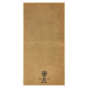 Black Windmill & Stars Tan Bath Towel Set of 2 27x54  VHC Brands - 1 of 4