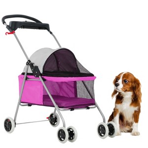 BestMassage Pet Stroller 4 Wheels Dog Cat Stroller Foldable Jogger Stroller - 1 of 4