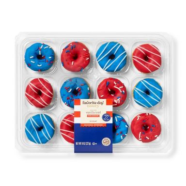 Patriotic Red, White & Blue Iced Mini Donuts - 8oz/12ct - Favorite Day™