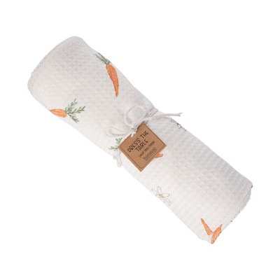 Transpac Fabric Waffle Carrot Pattern Table Throw Home Decorations Spring
