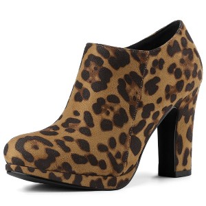Allegra K Women's Platform Round Toe Chunky Heel Ankle Booties - 1 of 4