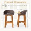 Costway Outdoor Faux Rattan Bar Chairs Set of 2/4 Solid Acacia Wood Bar Stools for Porch Brown/Gray - 2 of 4