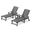 Outdoor Chaise Lounge, 79'' Oversized HDPS Chaise Lounger, 5 Positions Adjustable Lounge Chairs, Pool Lounge Chair with Wheels for Poolside, Backyard - 2 of 4