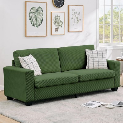 83" Modern Sofa, Corduroy 3 Seater Deep Seat Couch with Wide Armrest, Removable Washable Cushion Cover, Comfy Sofa