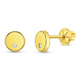 Girls' Delicate Clear Cubic Zirconia Screw Back 14k Gold Earrings - In Season Jewelry - 1 of 3