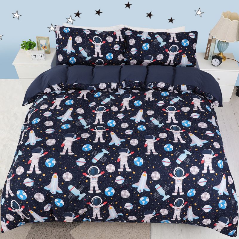 PiccoCasa Astronaut Series Pattern Duvet Cover with 2 Pillowcases 3 Pcs, 1 of 5