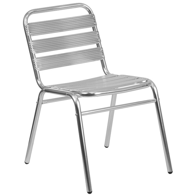 Emma and Oliver Aluminum Indoor-Outdoor Stack Chair with Triple Slat Back, 1 of 11