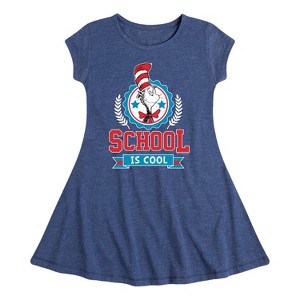 Girls' - Dr. Seuss - Cat in the Hat School Is Cool Fit & Flair Cap Sleeve Dress - 1 of 4