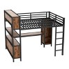 Sapphtopaz Loft Bed with Wardrobe&Desk,Metal Bed with Guardrail&Ladder,Space-Saving Bed Frame with Storage Cubes&Shelves for Teens - 4 of 4