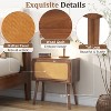Sapphtopaz Rotating Rattan Nightstand with 2 Hidden Curved Compartment Bedside Table with Wood Legs Sofa End Table for Bedroom, Living Room - 2 of 4