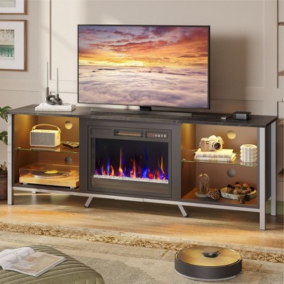 Bestier 70" Electric Fireplace TV Stand for TVs up to 80" LED Entertainment center with 23" Fireplace