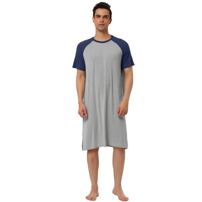 Lars Amadeus Men's Short Sleeves Comfy Contrast Color Loose Fit Nightshirts 2 Pack