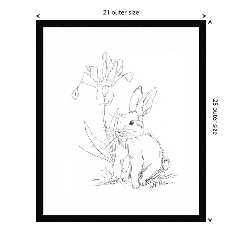 Amanti Art Bunny Sketch with Iris by Jodi Augustine Wood Framed Wall Art Print 21 in. x 25 in., 4 of 7