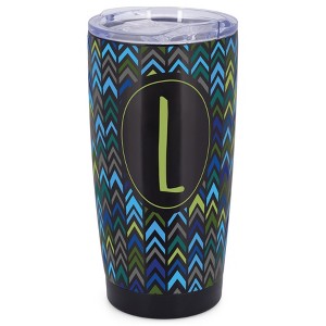 Elanze Designs L Monogram Herringbone Arrows Wrap-Around Design 20 Ounce Stainless Steel On-The-Go Coffee Mug, Thermal Travel Tumbler with Leak - 1 of 4