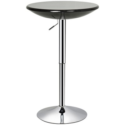 HOMCOM 24.5" Round Cocktail Bar Table Metal Base Tall Bistro Pub Desk Adjustable Counter Height Black Silver