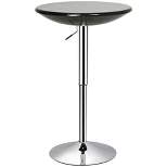 HOMCOM 24.5" Round Cocktail Bar Table Metal Base Tall Bistro Pub Desk Adjustable Counter Height Black Silver