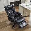 Big and Tall Executive Office Chair,Black PU Leather Reclining Desk Chair with Footrest, Massager, Swivel Computer Chair for Home or Office-Cuddlewood - 3 of 4