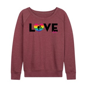 Women's - Barbie - Love Lightweight French Terry Wide Neck Long Sleeve Shirt - 1 of 4