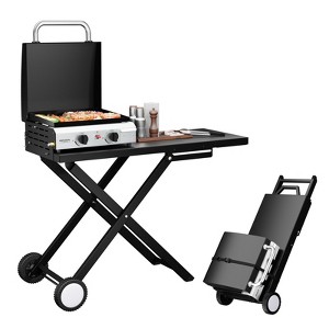 ROVSUN 2 Burner Folable Portable Propane Griddle, 20000 BTU Rolling Flat Top Gas Grill with Ignition & Regulator for Outdoor Camping BBQ Tailgating - 1 of 4