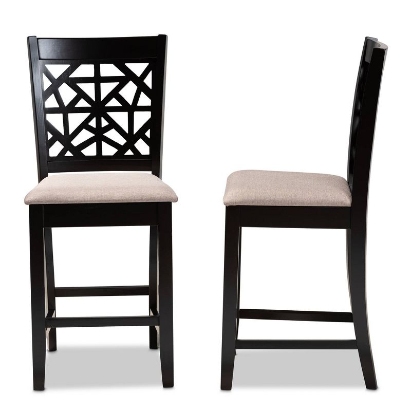 Set of 2 Devon Pub Chair Sand/Espresso - Baxton Studio: Modern Upholstered, Wood Frame, Armless, 4 of 9