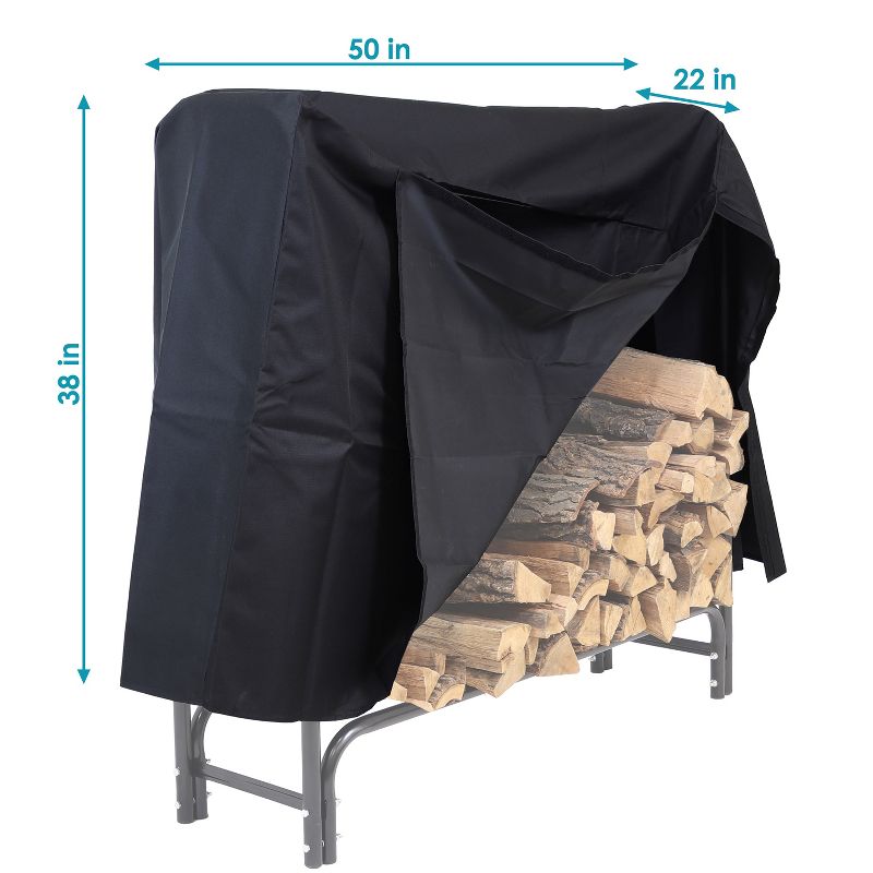 Sunnydaze Outdoor Weather-Resistant Heavy-Duty Durable PVC Firewood Log Rack Holder Cover - Black, 3 of 8