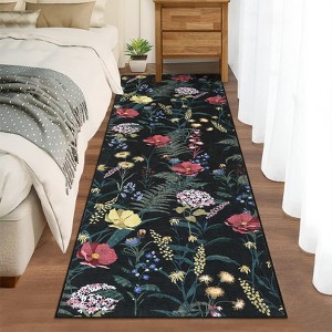 Indoor Decor Modern Abstract Floral Area Rugs Soft Machine Washable Low Pile Non Slip Foldable Floor Carpet for Living Room Bedroom - 1 of 4