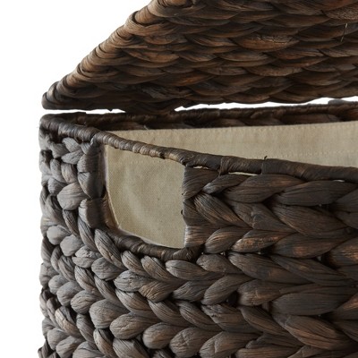 Espresso Wicker Half-Moon Laundry Hamper with Lid