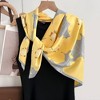 Anna-Kaci Women's Square Floral Print Satin Scarf with Bold Leaf Pattern and Smooth Finish - 4 of 4