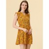 INSPIRE CHIC Women's V-Neck Ruffle Cap Sleeve A-Line Floral Chiffon Dress - 2 of 4