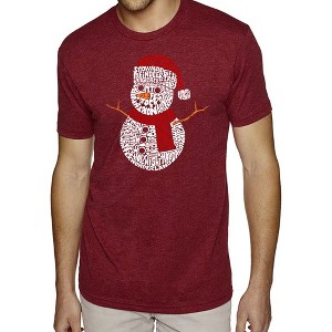 LA Pop Art Christmas Snowman - Men's Premium Blend Word Art T-Shirt Burgundy 2X Large - 1 of 4