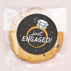 Big Dot of Happiness Just Engaged Stickers and Clear Cookie Bags, Cellophane Treat Bags 4.25x7 IN for Candy or Baked Goods - 25 Count - 1 of 4