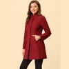 INSPIRE CHIC Women's Winter Stand Collar Single Breasted Mid-thigh Long Overcoat - 3 of 4