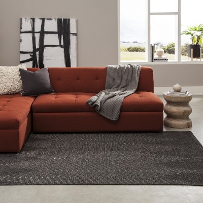 Como Charcoal Geometric 2' x 3' Synthetic Indoor/Outdoor Rug