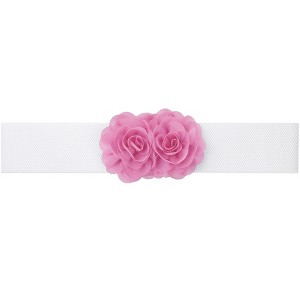 INSPIRE CHIC Women's Large Chiffon Rose Double-Flower Elastic Stretch Wide Corset Waist Belt 1 Pc - 1 of 4